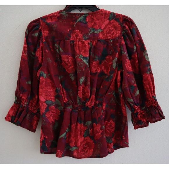 Free People OB1418154 Women's Sz Large Wine Floral Print I Found You Top - Picture 2 of 11